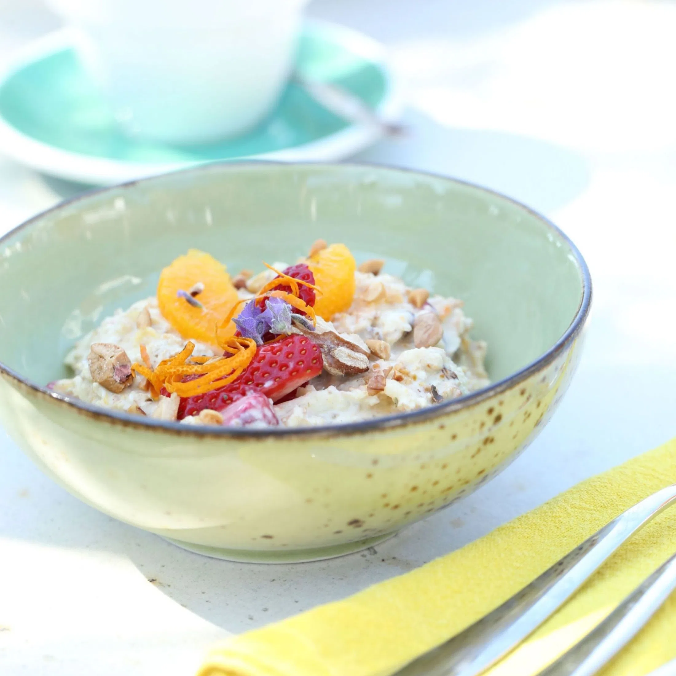 Homemade granola and organic yoghurt