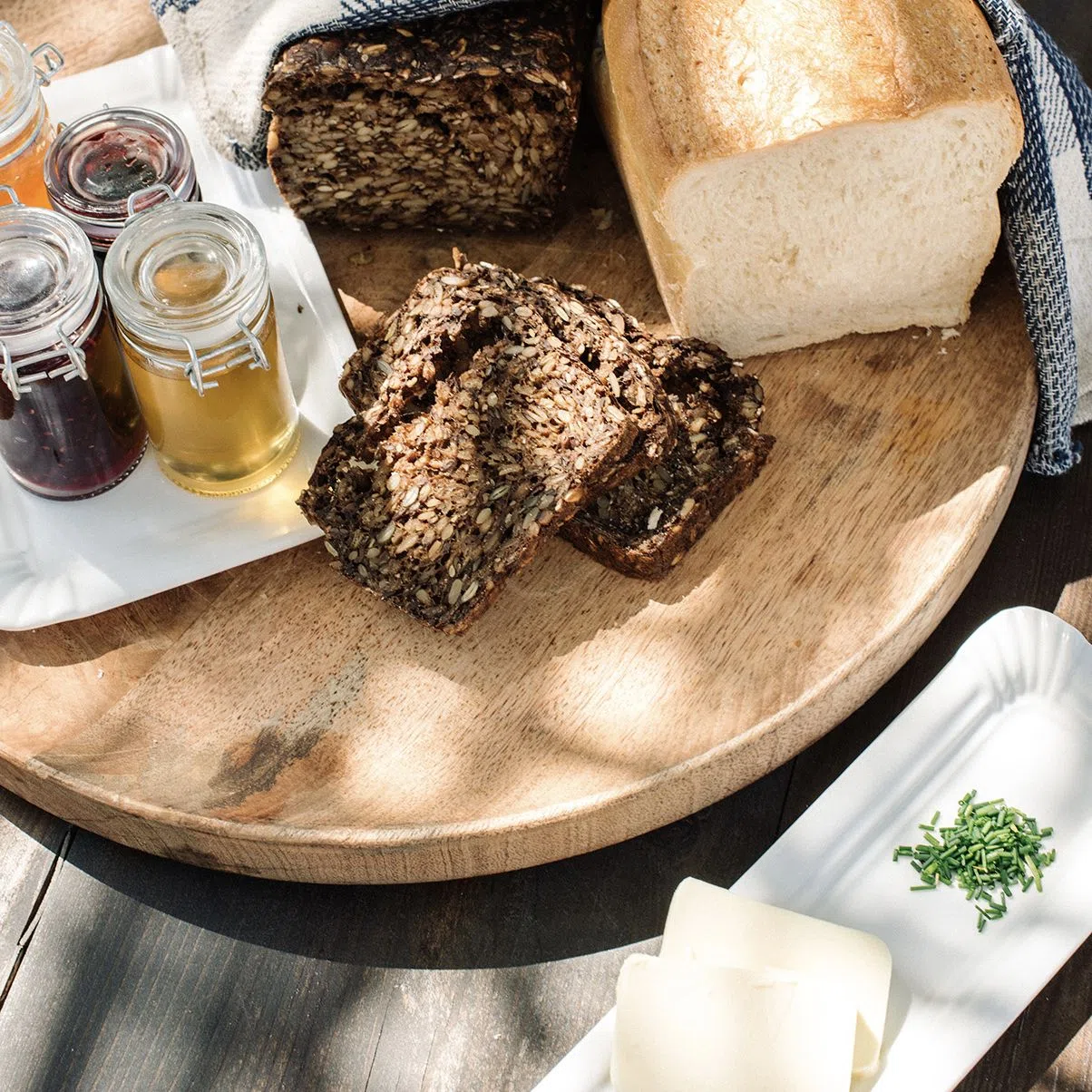 Homemade jam and sourdough bread